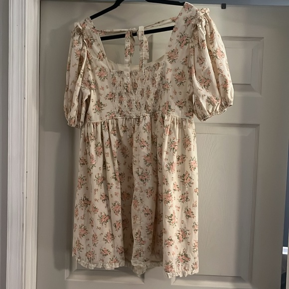 Altar'd State Cream Tan Puff Sleeve Sundress - Picture 3 of 7